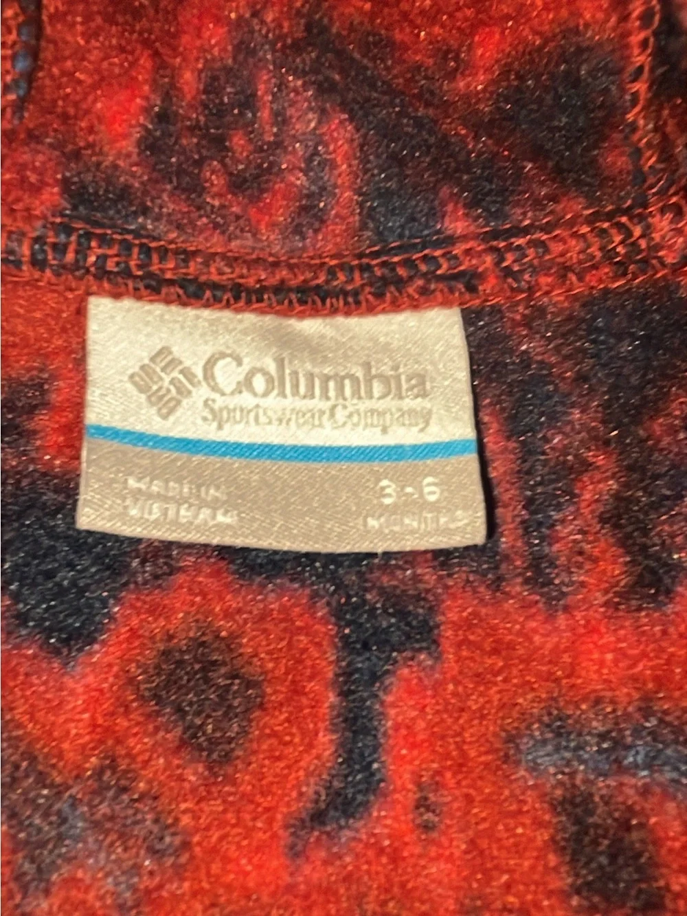 Columbia Red Patterned Hooded One-Piece Footie